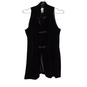 Vintage Casual Corner Women's 6 Black Velvet Tank Vest Floral Front Clasps